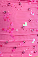 Embellished Cut-Out Halterneck Top In Bubblegum Pink