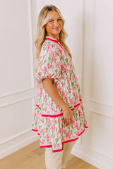 Fresh Horizon Floral Mini Dress In Pink