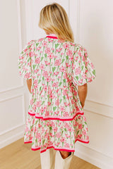 Fresh Horizon Floral Mini Dress In Pink