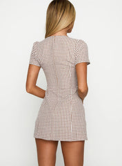 Loveliness Playsuit Brown Check