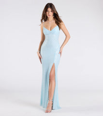Valeria Cutout Lace-Up Sequin Beaded Formal Dress