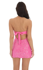 Sequin Strapless Bodycon Dress In Hot Pink