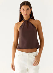 Maddox Scarf Top - Chocolate