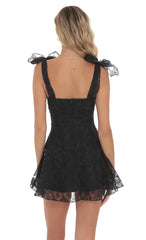 Motif Pattern A-line Dress in Blac