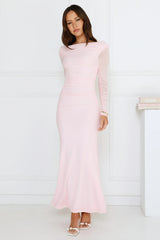 Love Chaser Mesh Long Sleeve Maxi Dress Pink