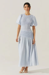 Theoni Smocked Asymmetric Dress