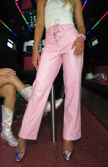 Elevate Pink Pu Leather Pants
