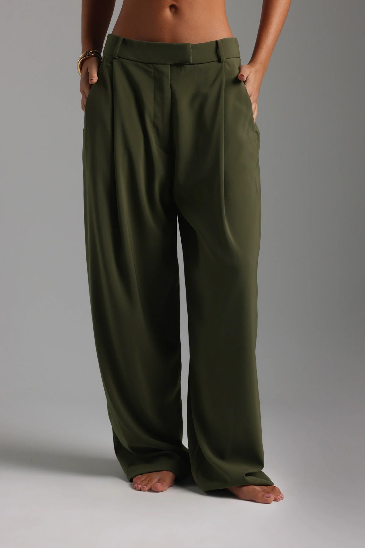 Sheveta The Ivy Wide-Leg Trousers - Cypress