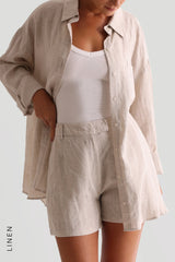 Sheveta The Ivy Linen Shorts - Sand