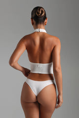 Sheveta Form-Ribbed High Neck Top - White