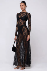 Sheveta Lyon Lace Dress In Black Lace