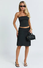 Gina Midi Skirt - Knee Length Slip Skirt In Black