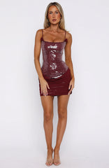 Studio Starlet Sequin Mini Dress Wine