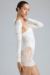 Embellished Cut-Out Unitard In Ivory