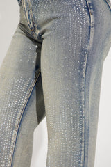 Chasing A Dream Embellished Stretch Straight Leg Jeans - Vintage Wash