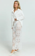 Dahlia Midi Skirt - Lace Skirt In White